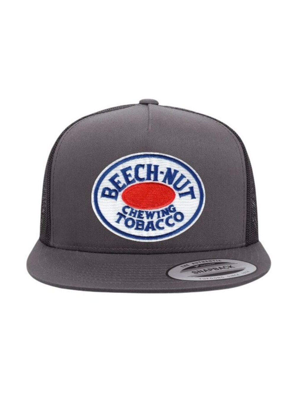 Beech Nut Tobacco YP Flat Bill Trucker Hat Mesh Back Snapback Charcoal/black
